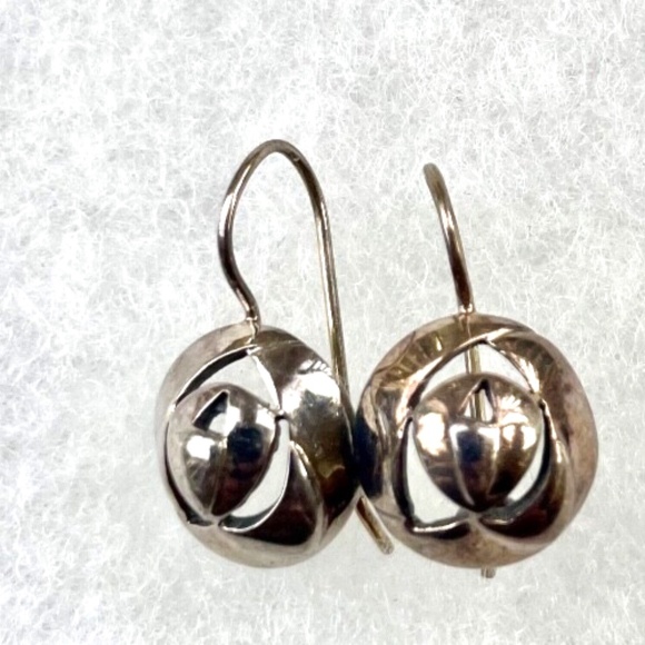 925 Sterling Silver Abstract Rose Earrings - Picture 3 of 3